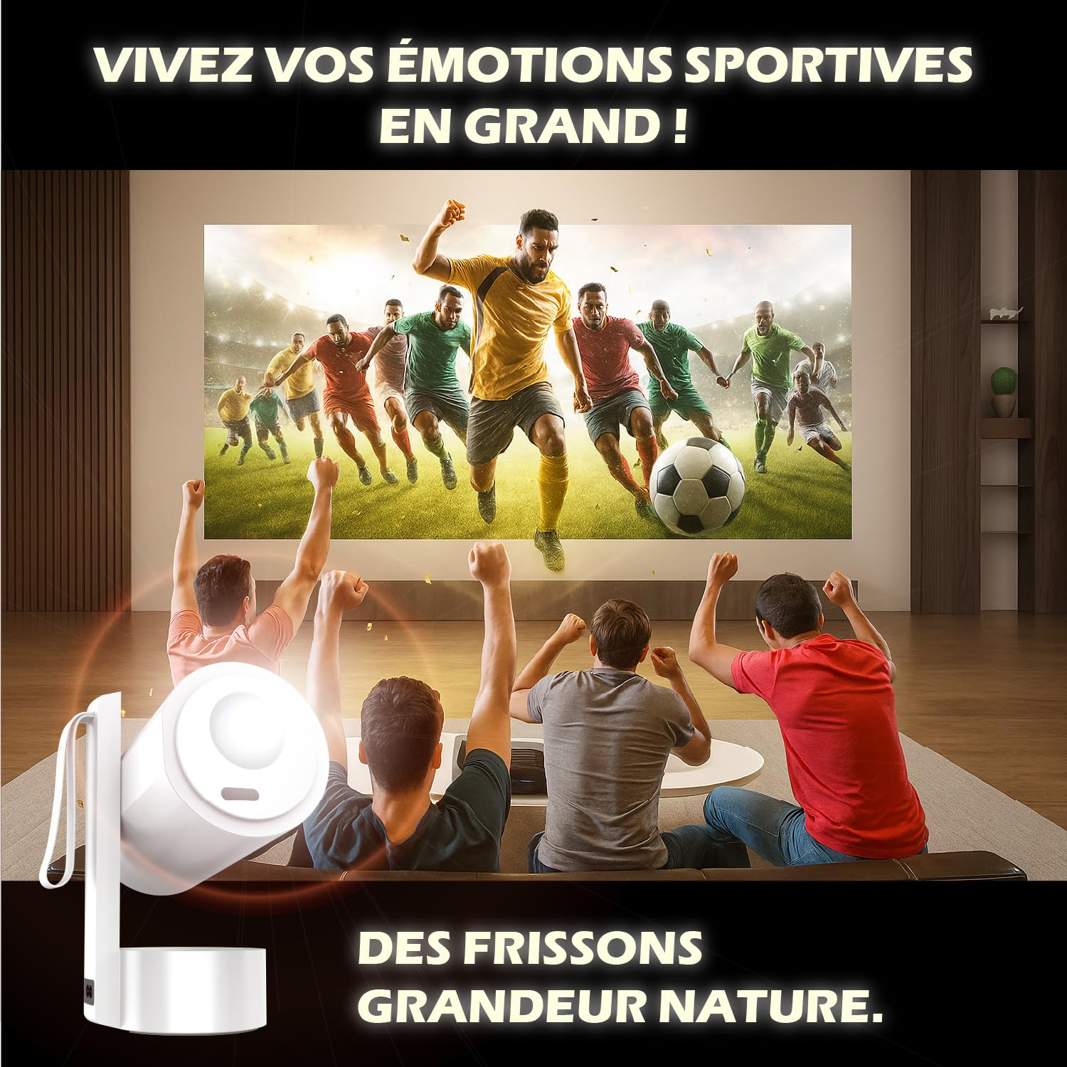 KYF Kit Cinéma Portable – Vidéoprojecteur Android Rechargeable + Mur d'Enceintes Bluetooth + Écran 100"