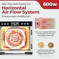 Vista 5 de Magic Mill Pro - Máquina deshidratadora de alimentos 7 bandejas XL de acero inoxidable Secador para charqui, bocadillos para perros, hierbas