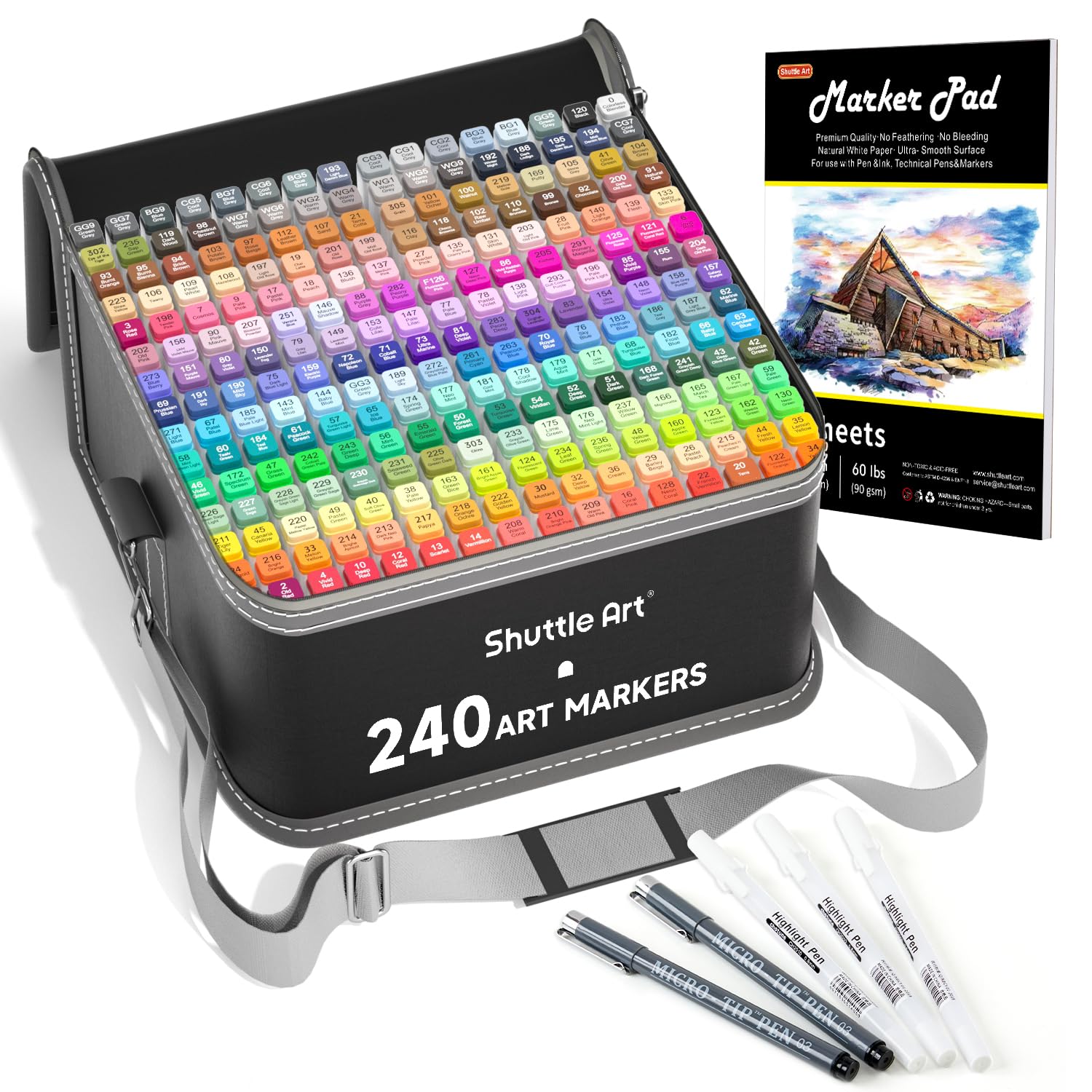 Shuttle Art 310 Colors Alcohol Markers, 309 Colors Dual Tip Art