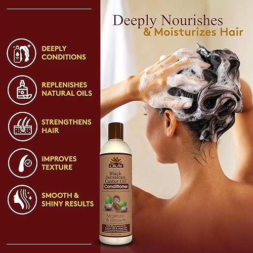 Miniatura 2 de OKAY  Acondicionador de aceite de ricino negro jamaicano  Para todo tipo de cabello y texturas  Revive - Hidrata - Cultiva cabello saludable  Con