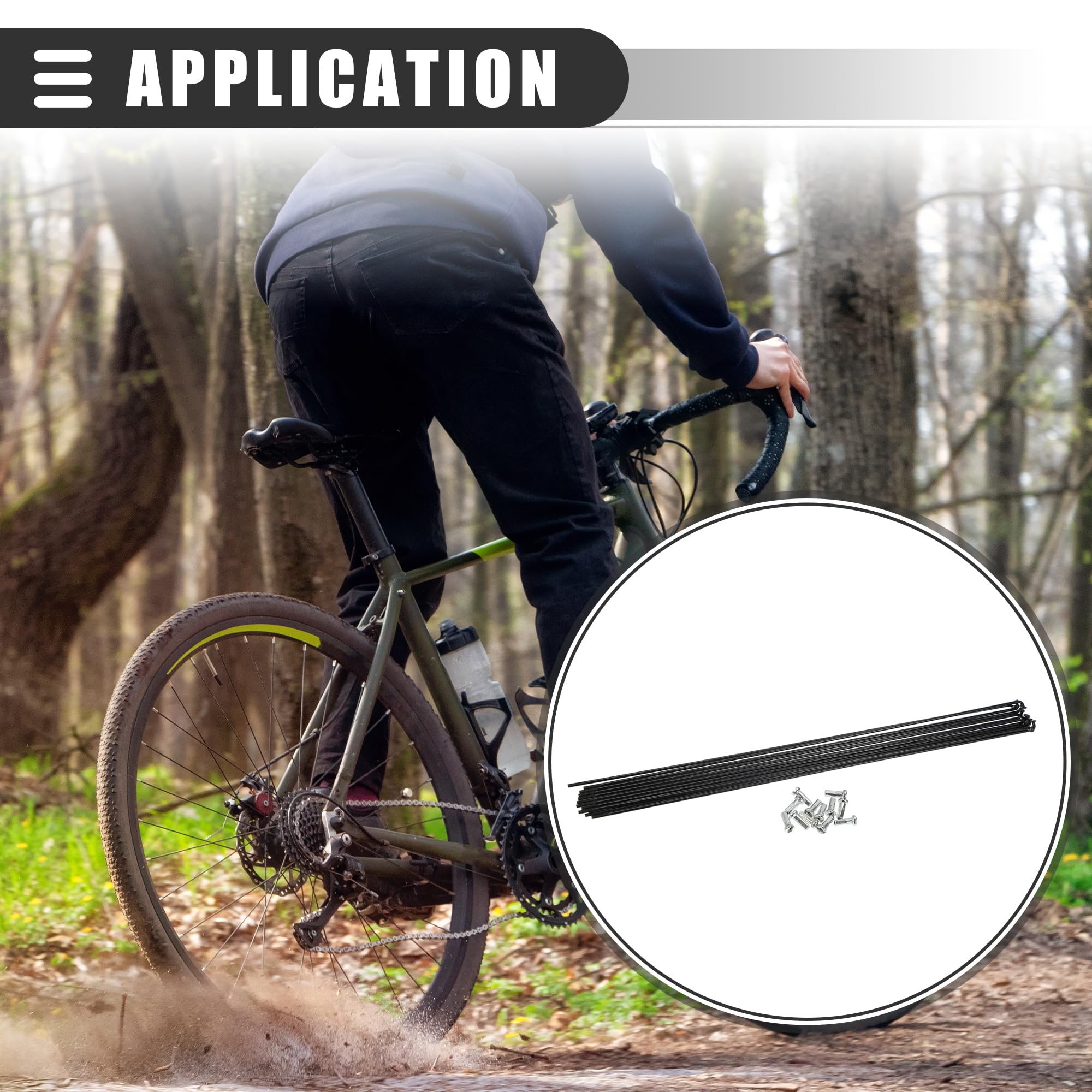 36 Set 14G Bicycle Spokes 125mm - Black Carbon Steel Wheel Spokes With Nipples For Bike Repair & Upgrade