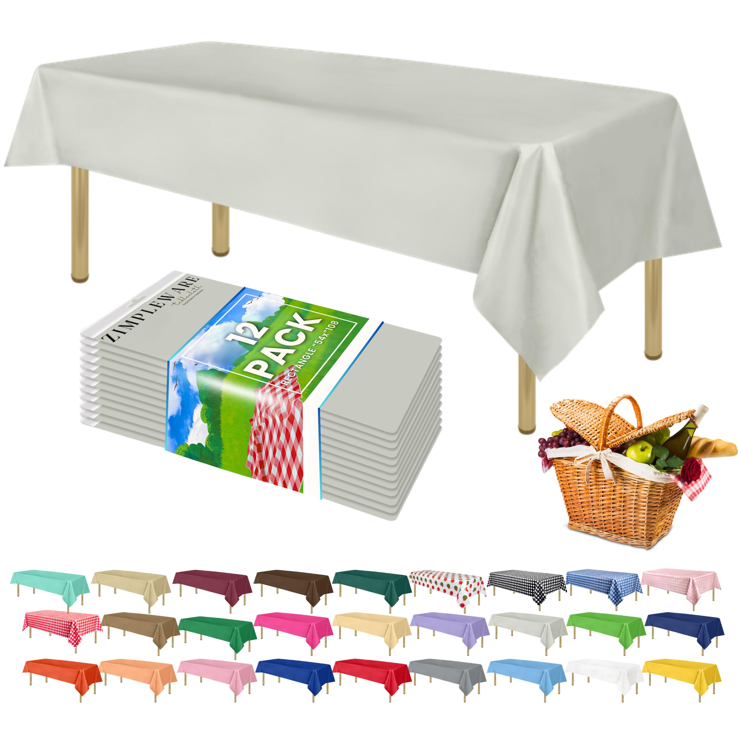Nappes jetables en plastique gris de qualité supérieure ZIMPLEWARE pour grandes tables