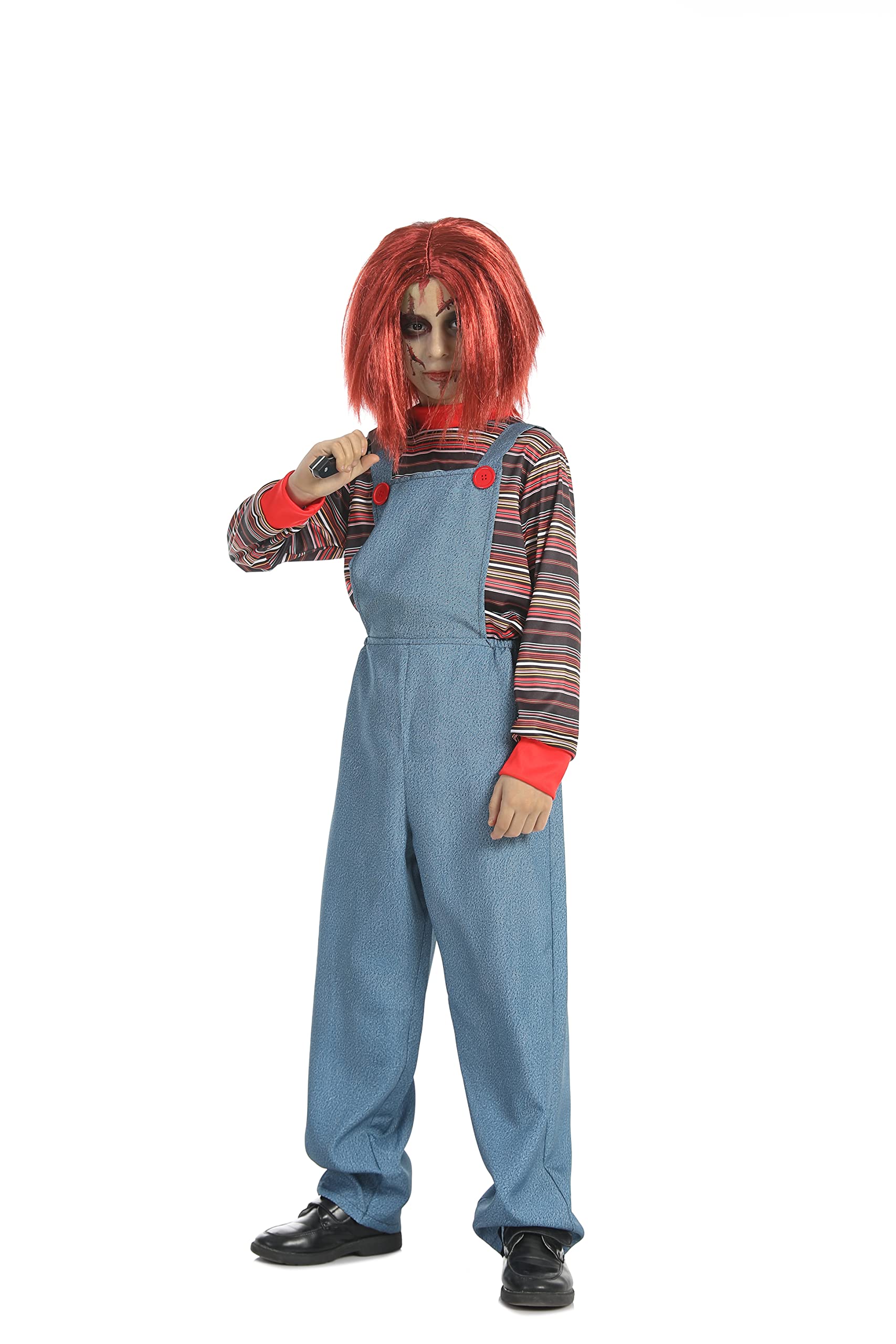 Carnavalife Parrucca per costume Chucky, per bambini, chuki, bambola diabolica, corta, rossa, arancione, per Halloween, costume chucky, rosso