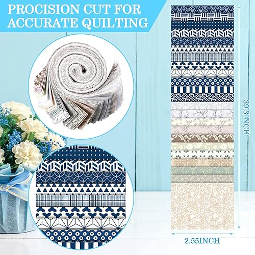 Miniatura 2 de Paquete de 80 tiras de tela enrollables de algodón de gelatina, tela precortada, rollo de tela para acolchar, tela de retazos, costura,