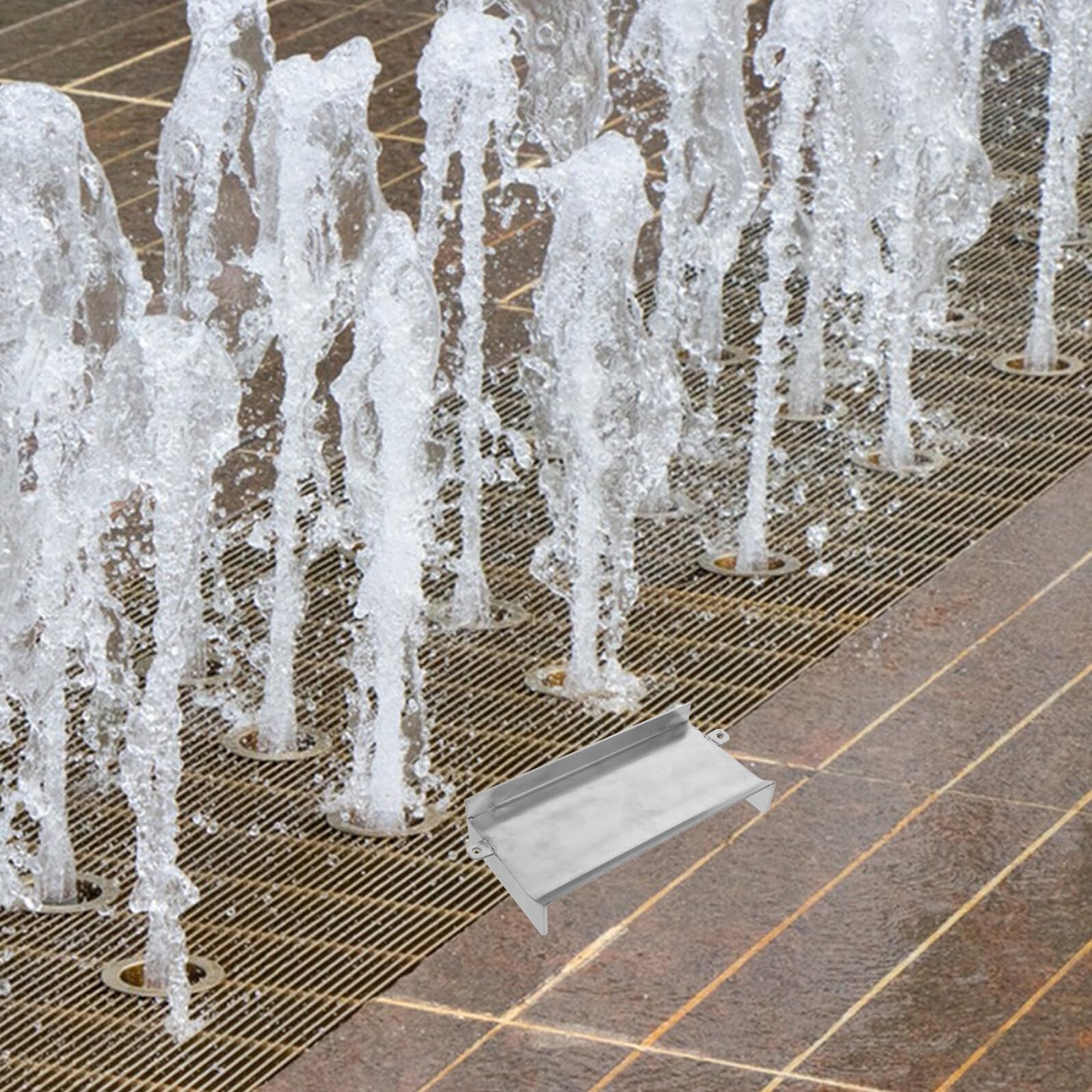 Scarico a Cascata per Fontana da Giardino 20X10X2,5 CM in Acciaio Resistente alle Intemperie, Canale di Scarico per Laghetto Fai da Te Effetto Cascata Decorativo per Patio e