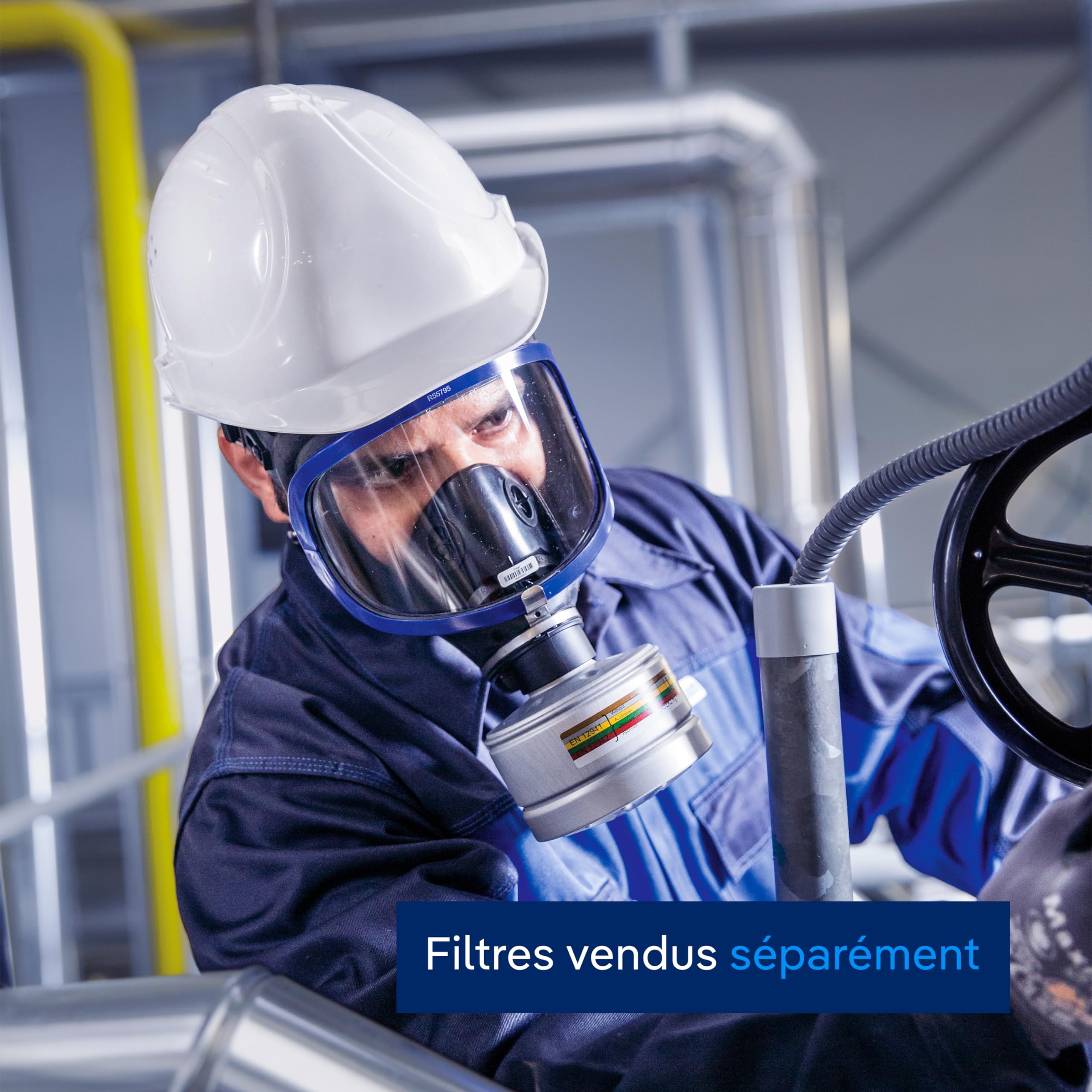 Dräger X-plore 6300 Masque de protection complet | Masque intégral avec raccord fileté standard Rd40 | Pour des travaux de construction, d’industrie