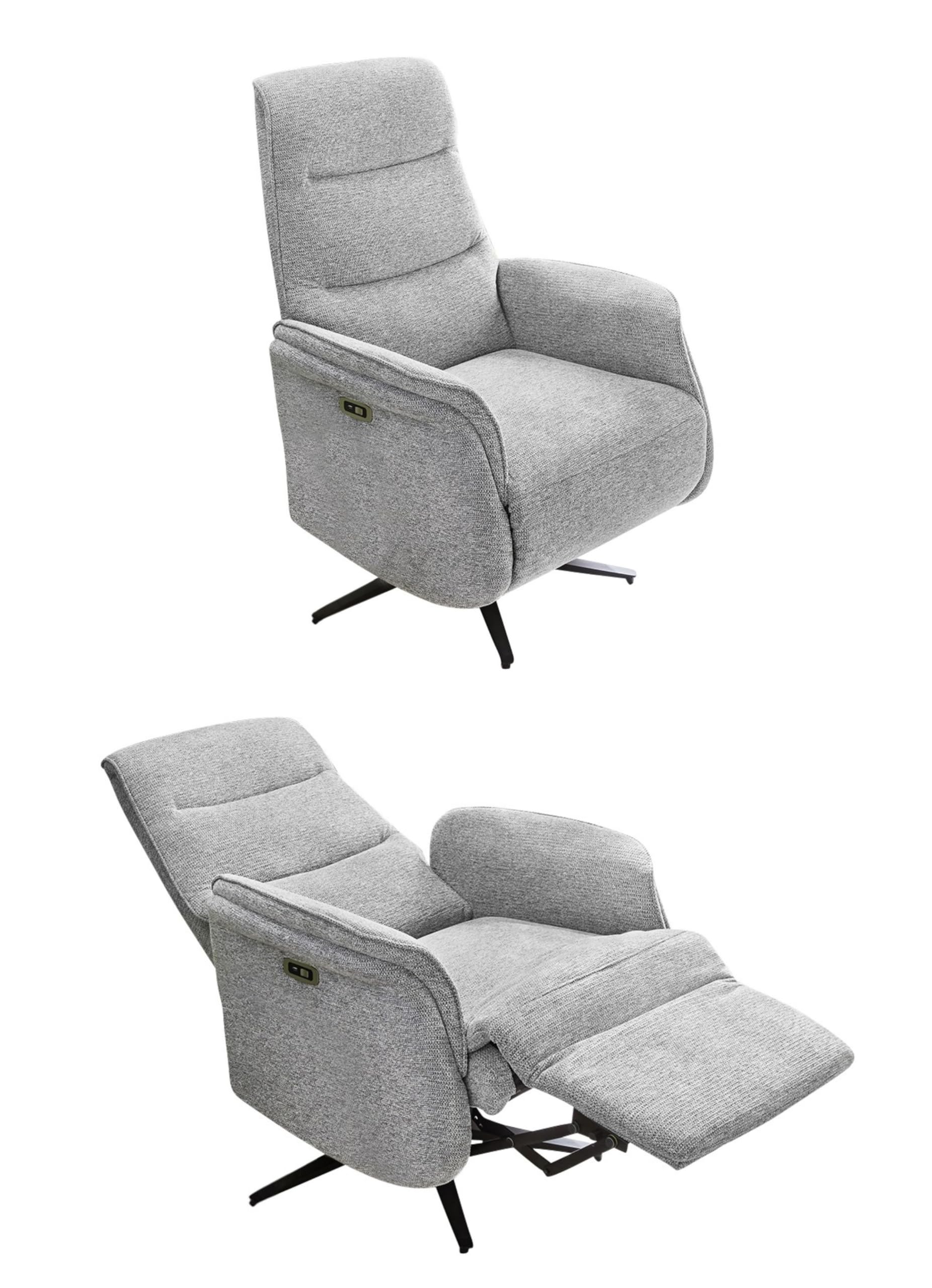 luma-Home 15600/ TV-Relaxsessel, Heizung im Rücken, Massagefunktion, Grau | B74/H108/T89 cm, zweimotorische Verstellung, elektrische Relaxfunktion, Federkern und Wellenunterfederung, Chenille-Bezug