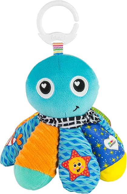 LAMAZE Salty Sam the Octopus Baby Toy, Clip On Baby Pram Toy & Pushchair Toy, Newborn Sensory Toy for Babies Boys & Girls From 0 - 6 Months, Multi, 19.05 x 11.43 x 19.05 cm