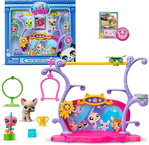 Littlest Pet Shop, Pets Got Talent Play Set  Gen 7, Pets #67 & # 66, Auténtica figura de cabeza Bobble LPS Bobble, juguete coleccionable de