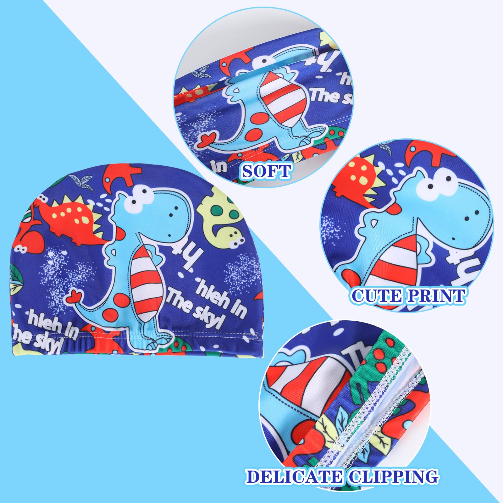 2 Gorros de Natación de Niños Lindos Gorro de Natación de Dibujos Animados Gorro de Baño de Poliéster Elástico Gorro de Baño Impermeable para Niños Niñas de 1 a 8 Años