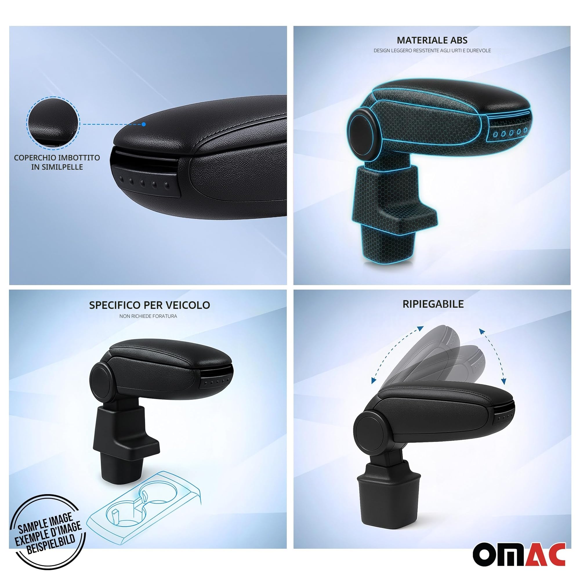 OMAC Armlehne per Renault Clio 2019-2025 - Snap-On - ABS + Kunstleder - Keine Bohrung o Installation - Einfache Montage Black