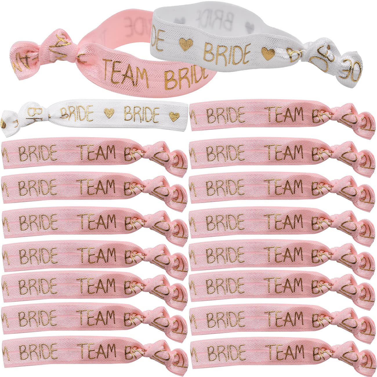 Set Bracciali JGA Per Addio Al Celibato - 12 Braccialetti In Rosa Con Cuori Dorati, Damigella E Sposa, Idea Regalo Matrimonio