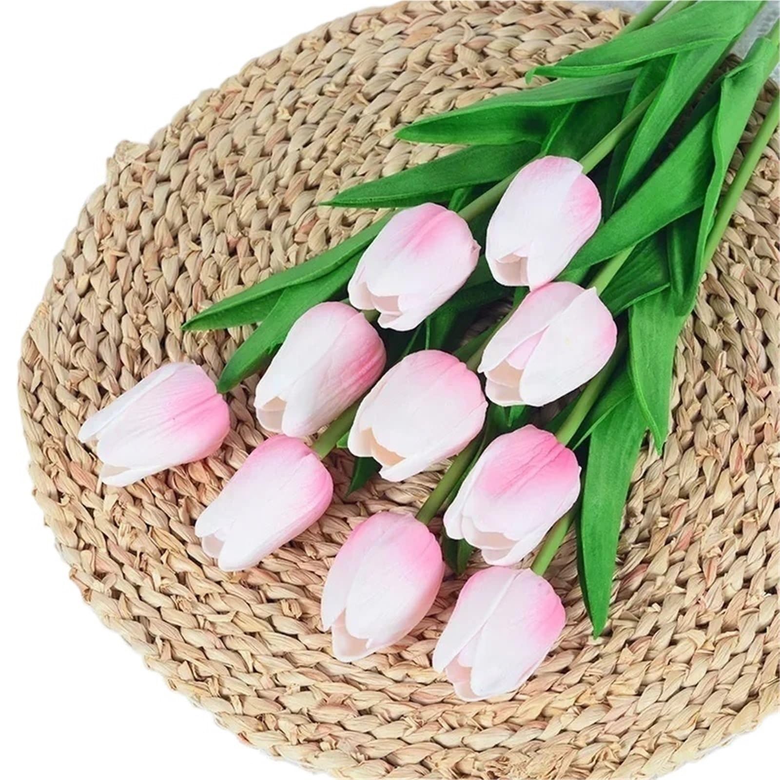 Dcrxz Artificial Flowers 10PCS Artificial Tulip Flower Bouquet Real Touch PE Foam Fake Flower for Wedding Decoration Flowers for Home Garden Decoraive(A-04)