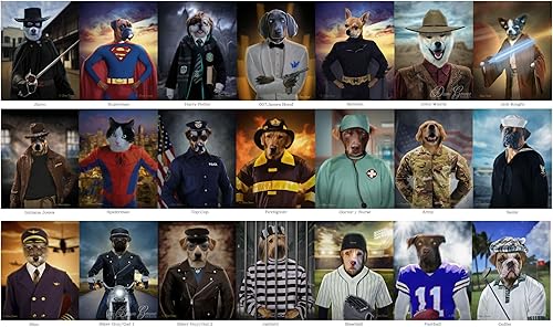 Miniatura 2 de Kamikaze Dogfight Pilot Costume Digital Oil Dog Cat Portrait from YOUR Photo - Lifelike Pet Dog Cat Art - Custom Pet In Costume Painting On Canvas