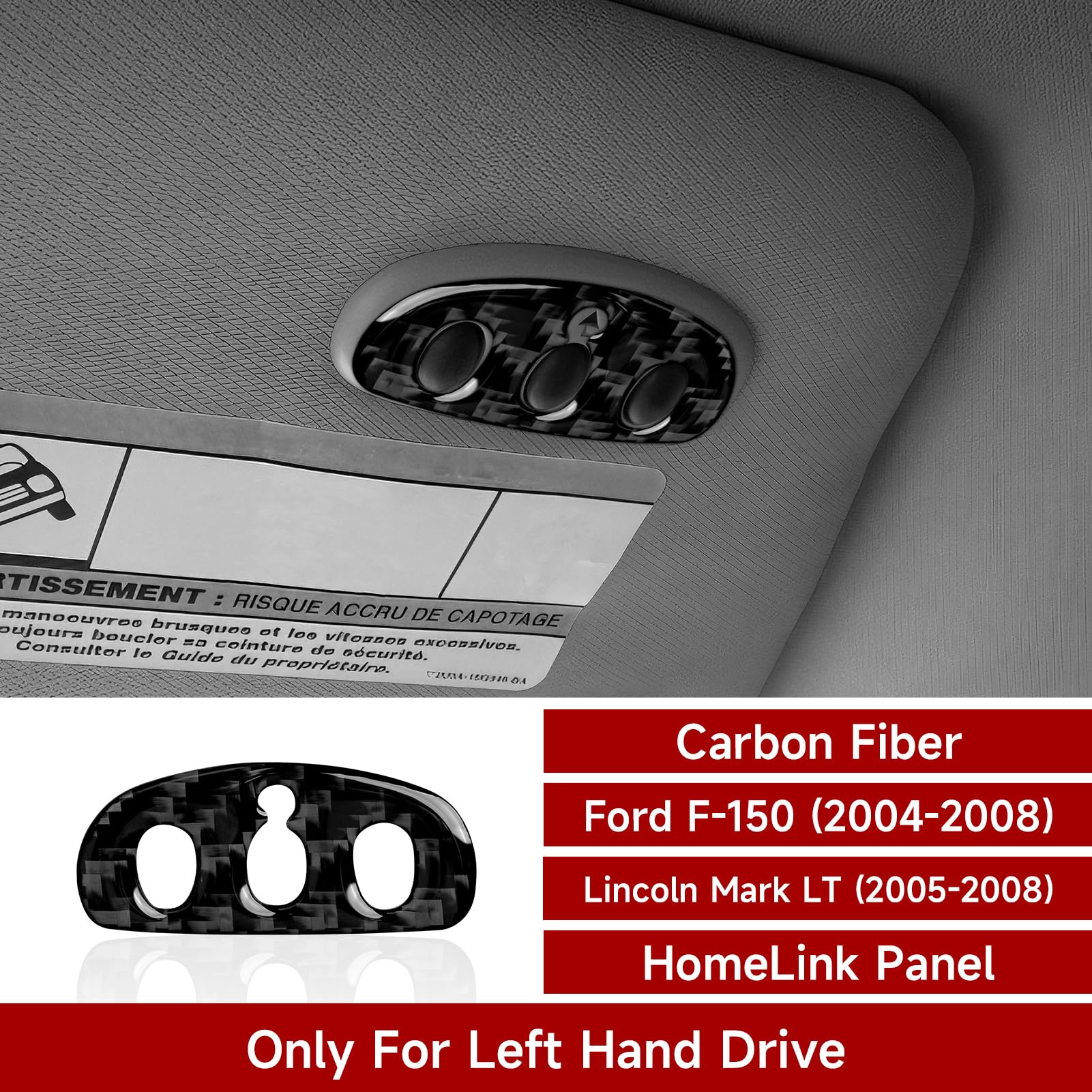 Car Garage Door Opener Cover Carbon Fiber Fits for Ford F150 (2004-2008) / Lincoln Mark LT (2005-2008) Interior Accessories Decoration