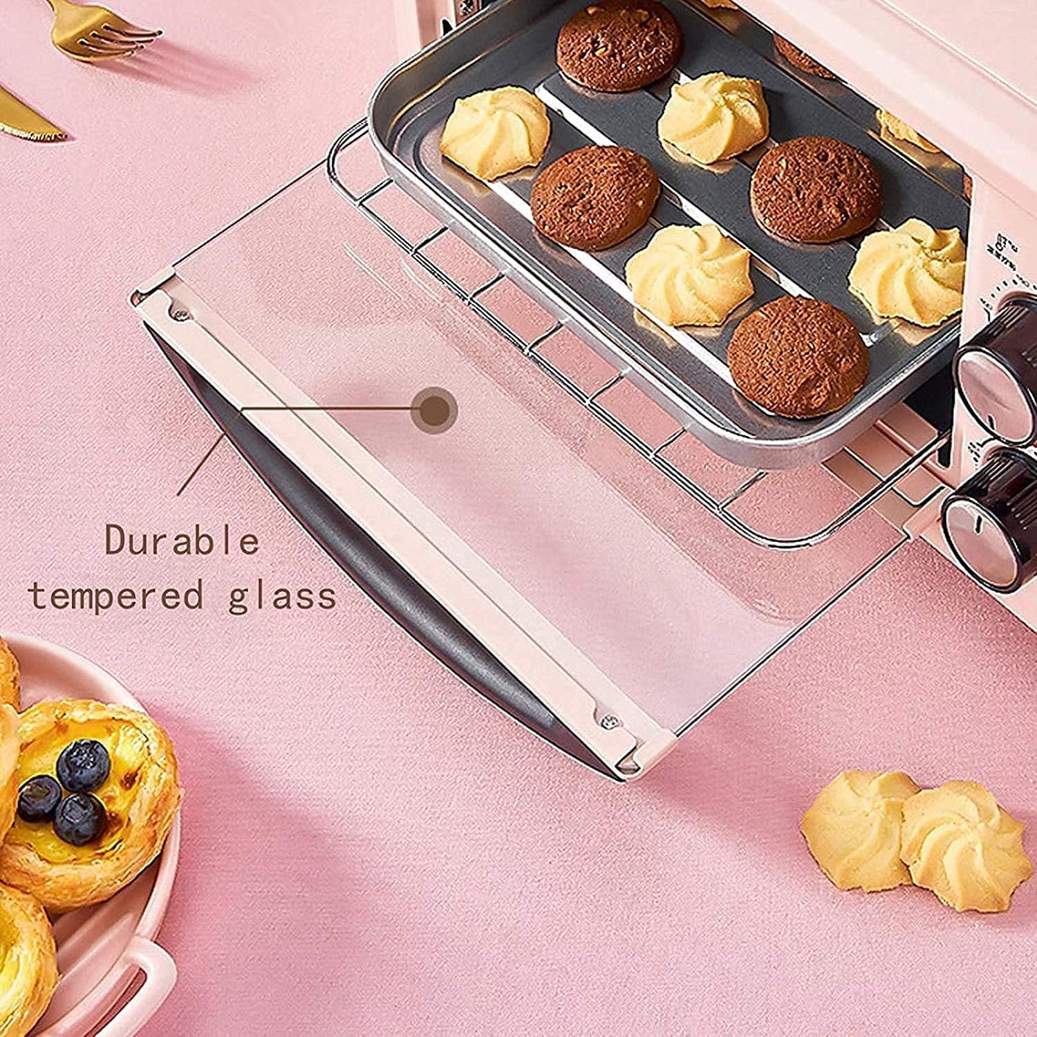 Mini Horno eléctrico automático Rosa para el hogar de 11L, horneado pequeño, Horno pequeño, Pastel multifunción, Pan, Batata, Batata al Horno,