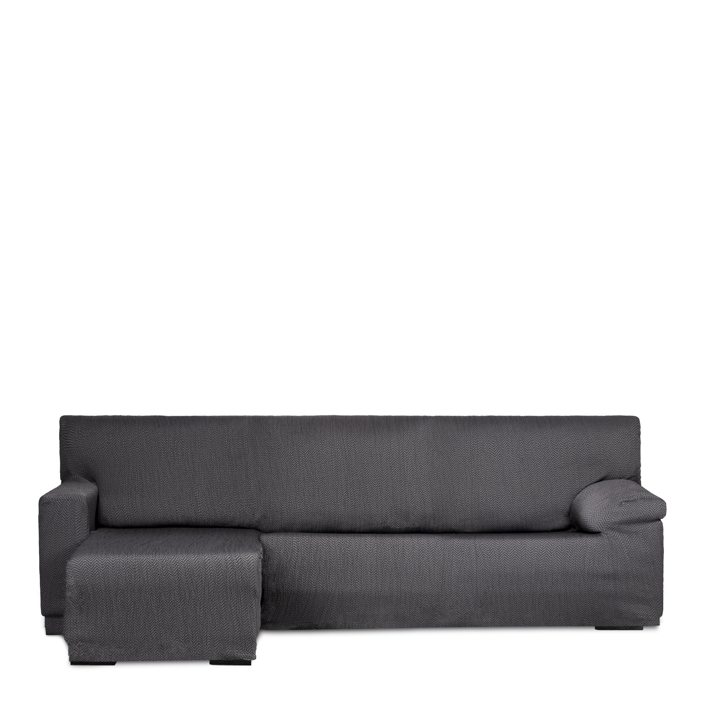 Eysa Light Sofa Cover for Chaise Longue with Short Arm Left Side Front View Anthracite