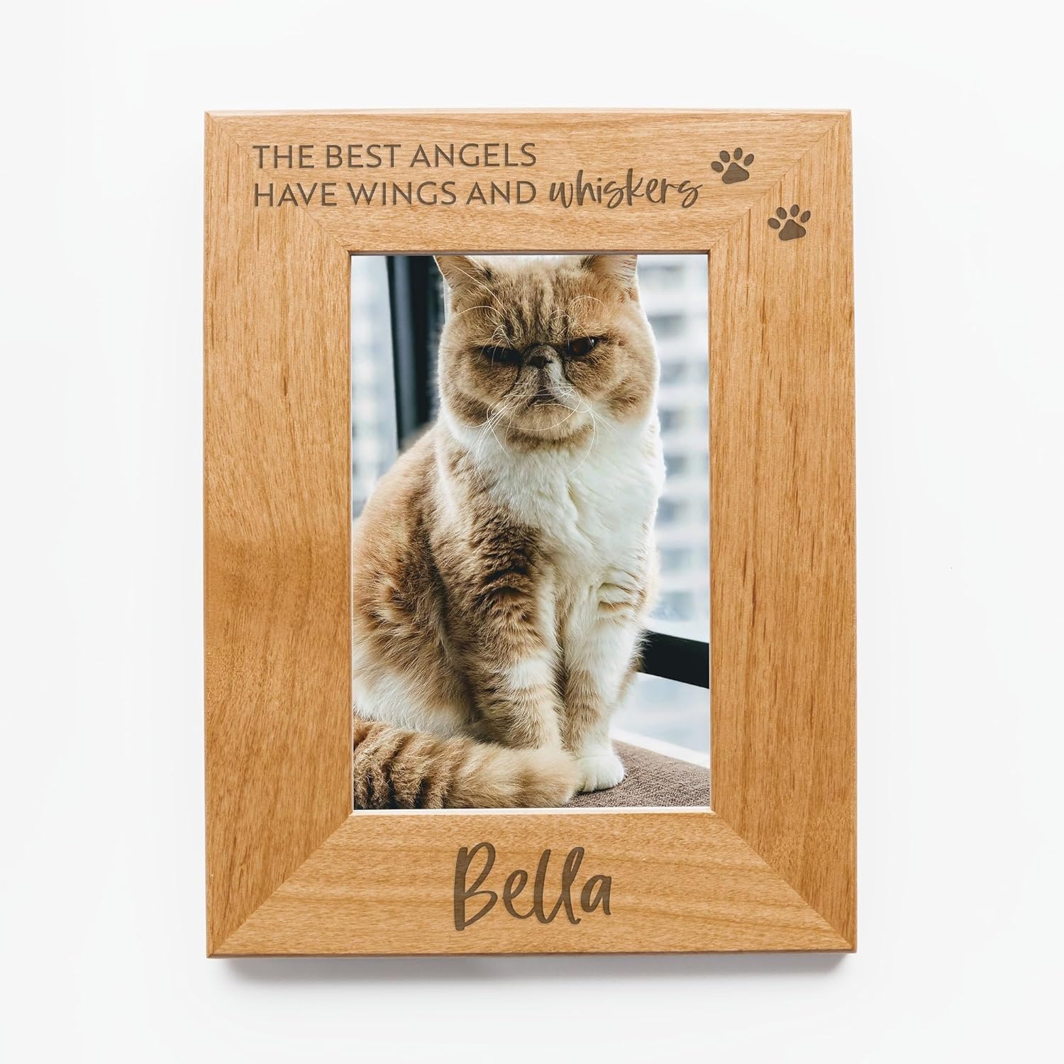 Angels and Whiskers Cat Memorial Picture Frame - Pet Loss Sympathy Gift for Cats, Loss of Cat - 4x6 Landscape