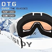 Vista 7 de FEISEDY Ski Goggles, OTG Snow Sport Goggles for Adult Youth, Anti-Fog UV400 Protection Bendable Dual-Lenses B2961 Naranja Vlt 53%