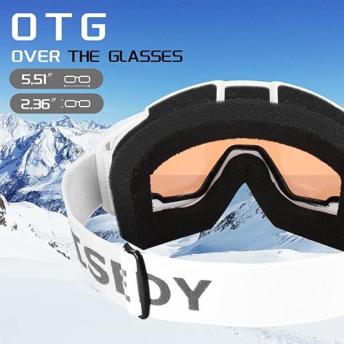 Miniatura 7 de FEISEDY OTG - Gafas de esquí para deportes de nieve para adultos y jóvenes, protección UV400 antivaho con doble lente flexible B2961 Azul Plata Vlt