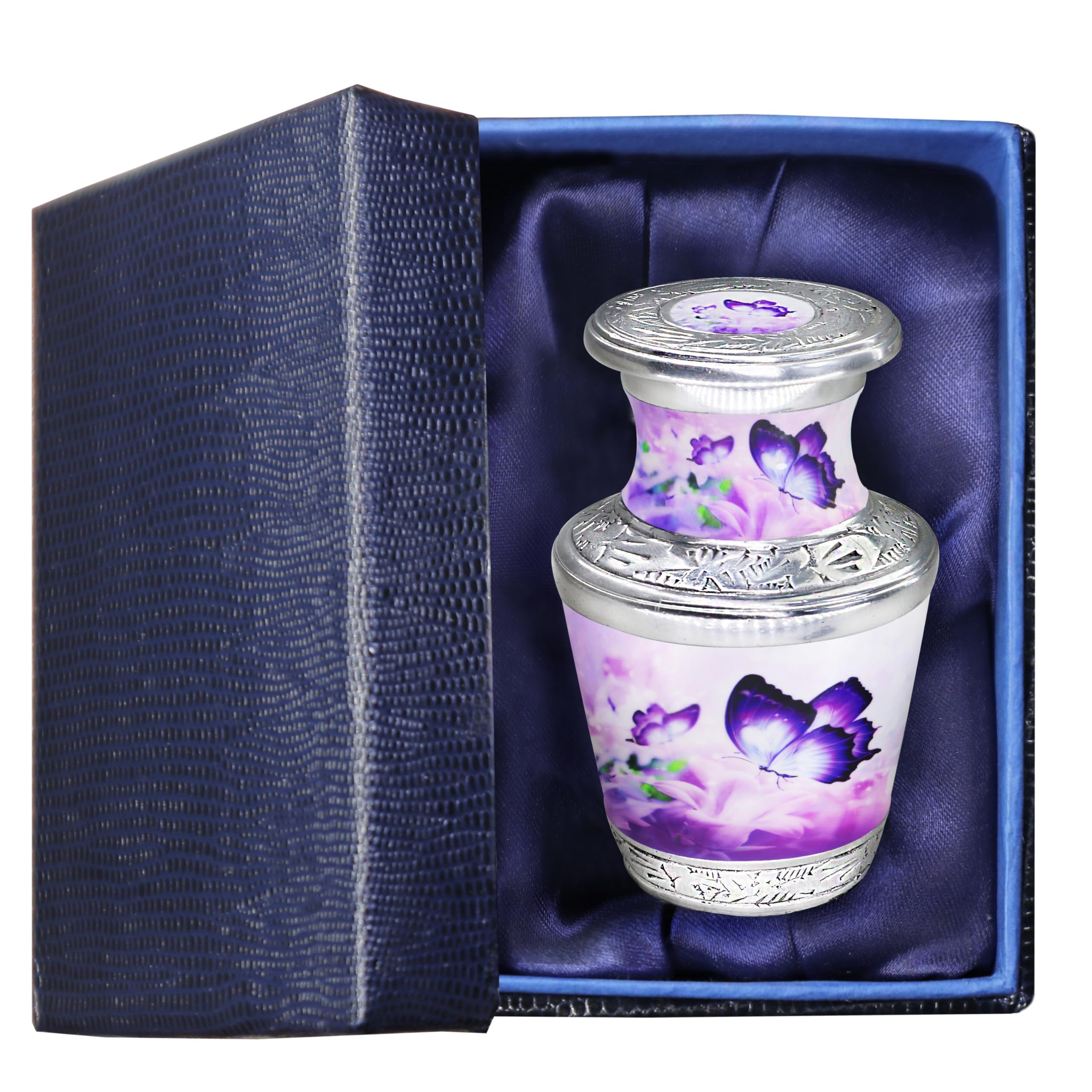 M MEILINXU Butterfly Small Keepsake Urns for Human Ashes, Mini Urn for Gifting to Loved Ones, Solid Metal Commemorative Urns, Fits a Small Amount of