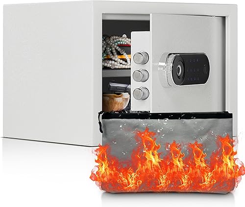 Miniatura 3 de Caja fuerte de acero de seguridad de 1.0 pies cúbicos para el hogar, con bolsa de documentos ignífuga, diseño minimalista moderno, pantalla táctil