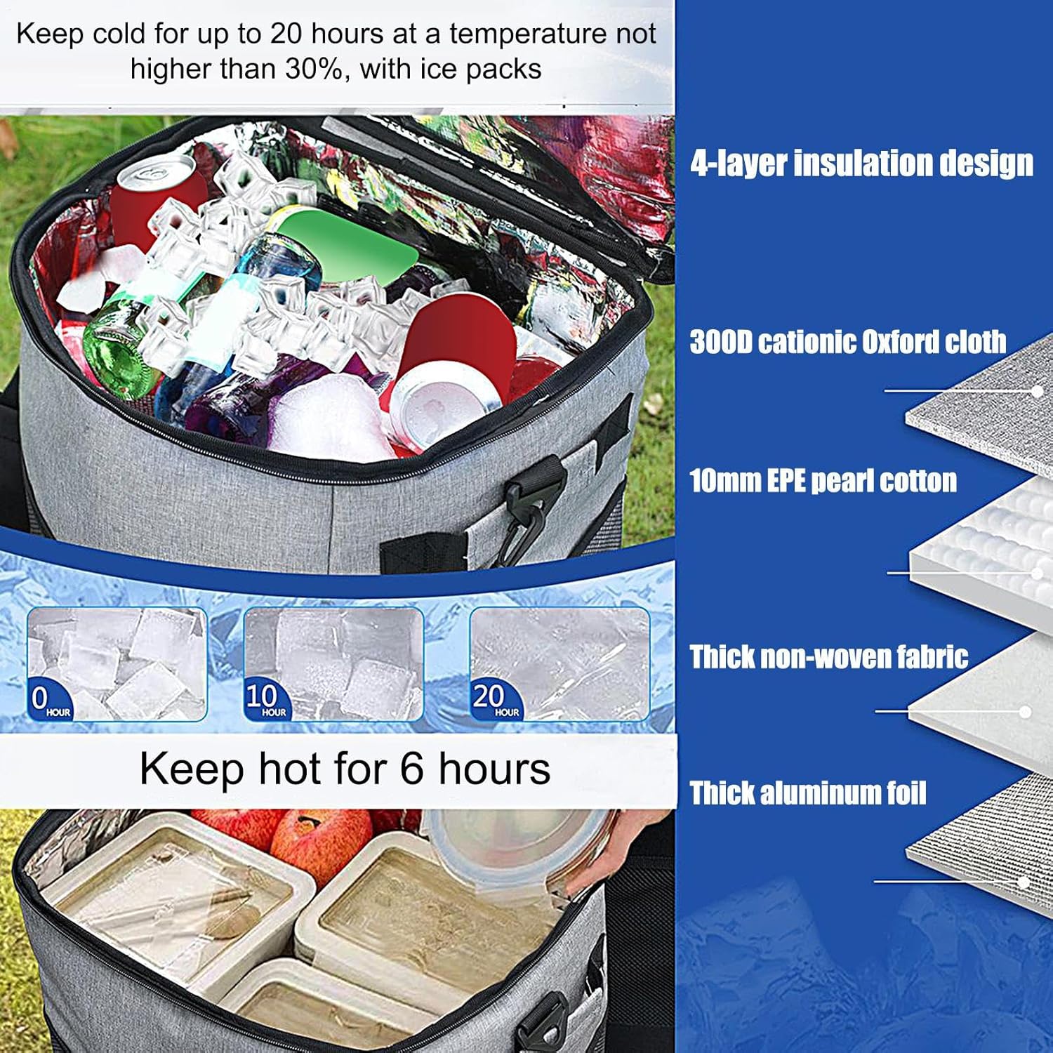 ホイール付き冷蔵ボックス、ローリングクーラー、車輪付きクーラーボックス、複数のコンパートメントと長持ちする断熱材はスムーズに回転する