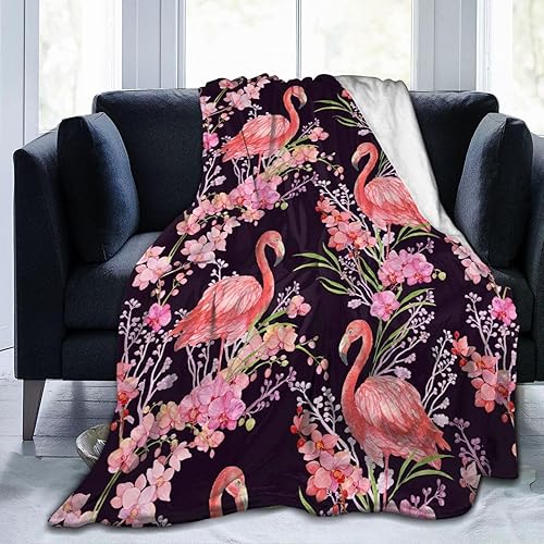 Miniatura 1 de Manta de orquídeas exóticas de flamencos rosados, ultra suave y cálida para todas las estaciones, manta decorativa de forro polar para cama, silla,