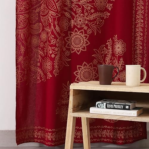 Miniatura 3 de Popular Handicrafts India Hippie Mandala Bohemia Hermoso Bosquejo Cortina Cortina Dormitorio Sala Balcón Cenefa Paneles Oro Blanco