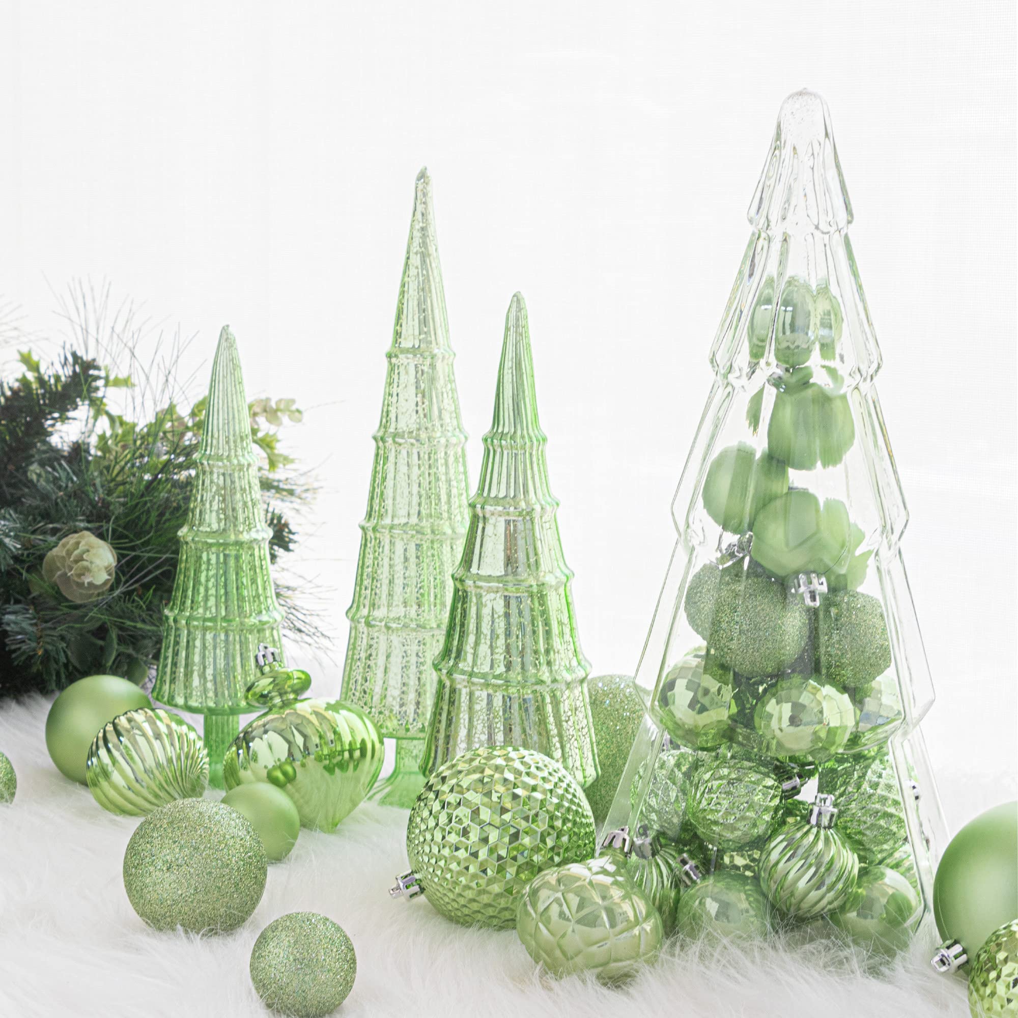 Art Beauty Light Green Christmas Baubles 80mm Christmas Tree Decoration Ornaments 18pcs Shatterproof Balls for Xmas Hanging Decorations Festival Holiday Decor - Image 4