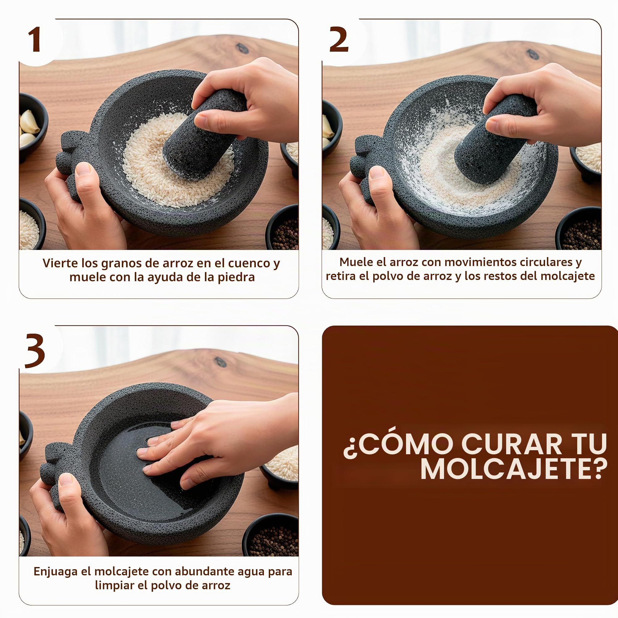 Mortero Molcajete de 9 pulgadas con diseño de cerdo, hecho a mano mexicano con lava de calidad ideal como tazón de hierbas, molinillo de especias, piedra volcánica