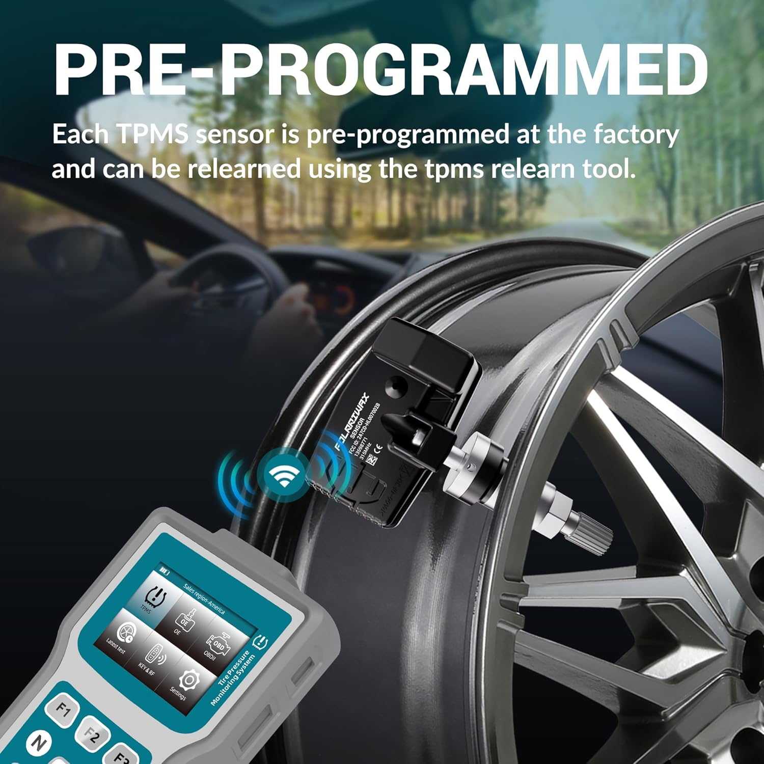 TPMS Sensor,Set of 4 315Mhz GM Tire Pressure Sensor Compatible with Buick Cadillac Chevrolet GMC,Tire Sensor OE Replaces#13598771,13598772,13586335,13581558