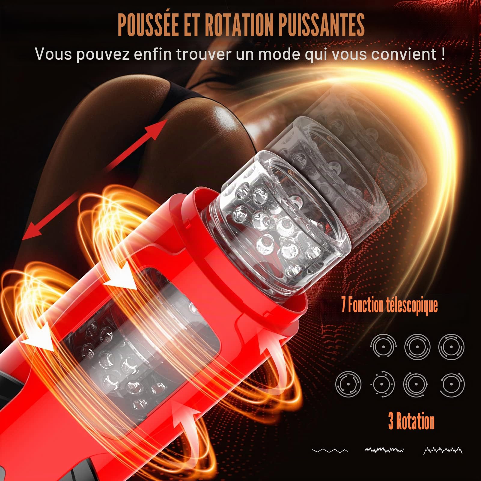 Masturbeuse Homme Sex Toys, Masturbateurs Masculins Mains Libres avec 7 Modes Télescopiques et Rotations, Sextoyse Homme Sex Masturbateur Homme
