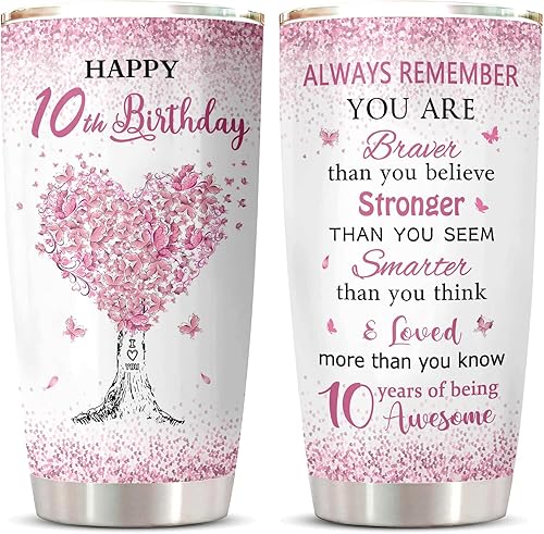 ZANIION Vaso de regalo de cumpleaños para niñas de 10 años, 1 unidad, regalos de cumpleaños para niñas de 10 años, las mejores ideas de regalo para