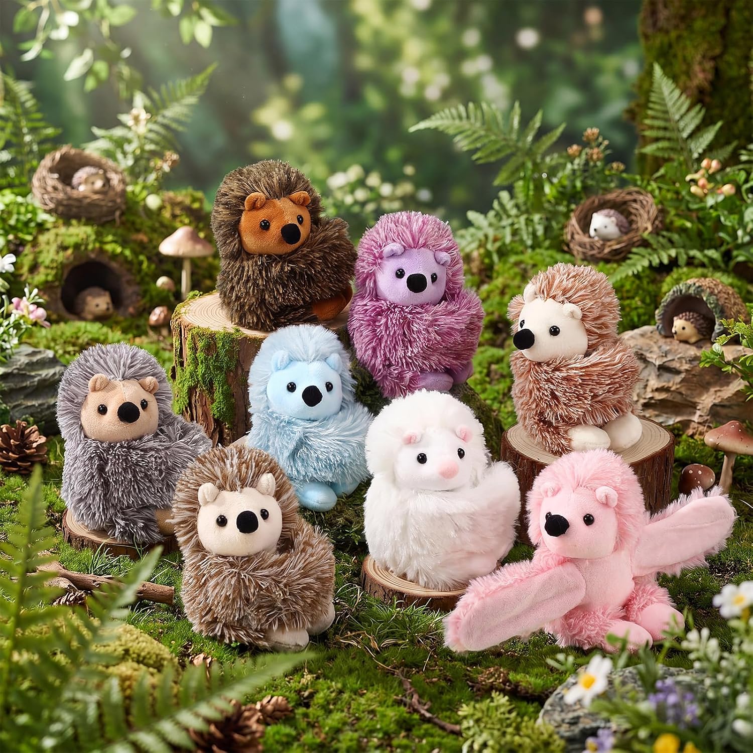 Liliful 8 Pack Kids Plush Gifts Stuffed Animal Slap Bracelets, Hedgehog image 3