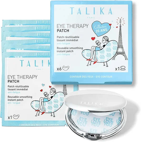 Talika Eye Therapy Patch - Instant Smoothing Eye Patches - Mask For Dark Circles & Tired Eyes - 6 Pairs Reusable & Travel Case