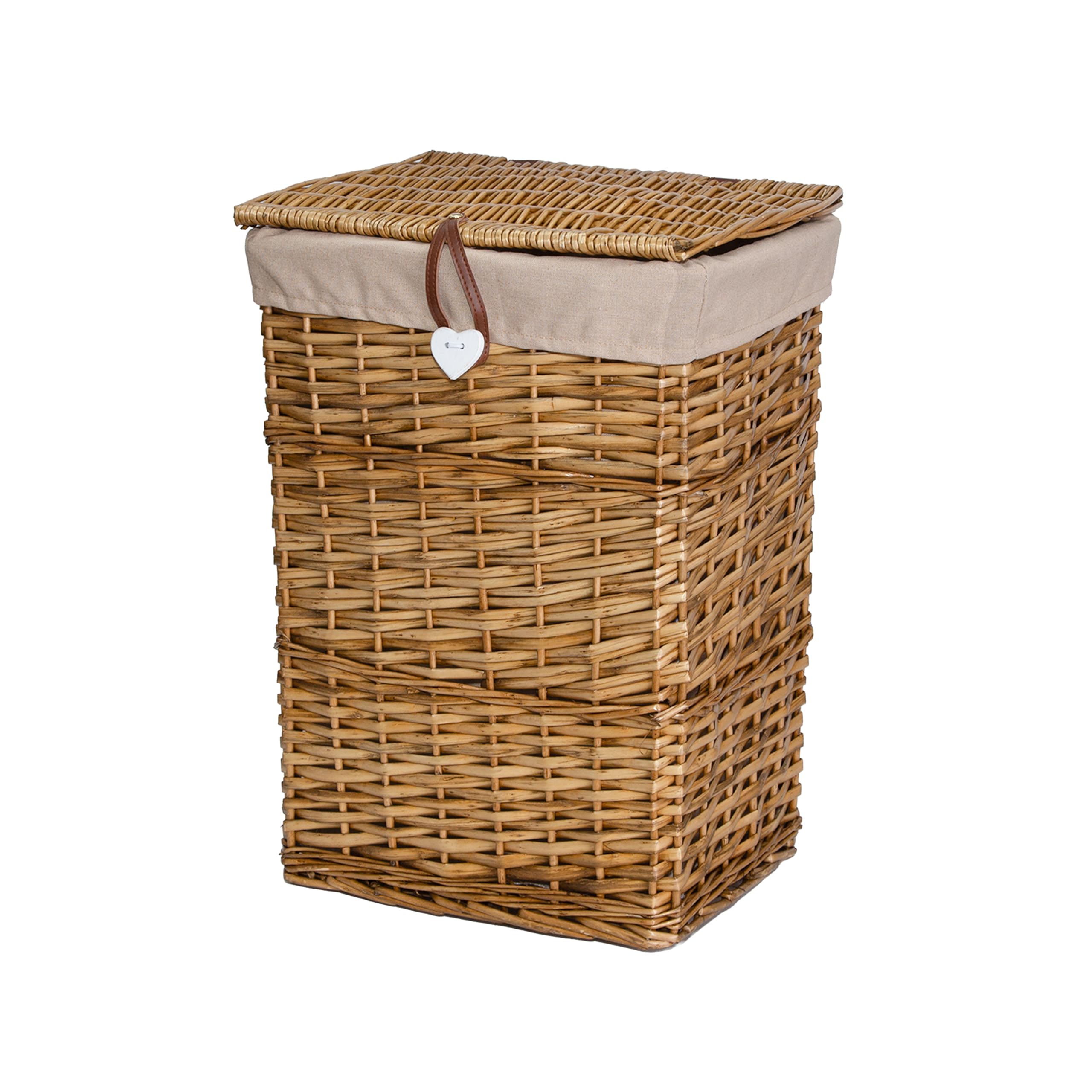 Wickerfield Small Brown Wicker Laundry Basket with Lid and Removable Lining