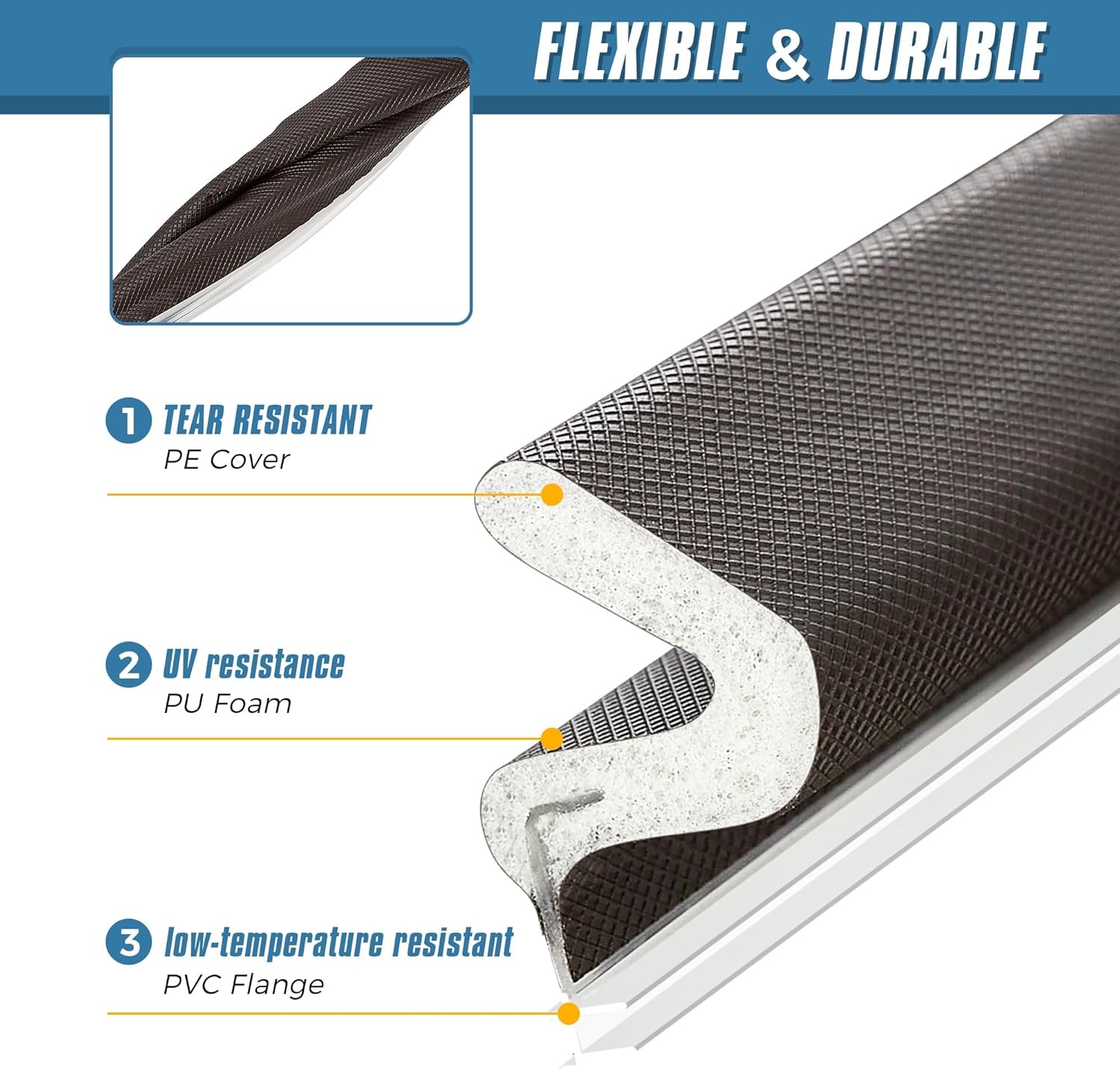 Weather Stripping Door Seal Strip 28FT Soundproofing V-Shape Door Sealers for Large Gap, Brown