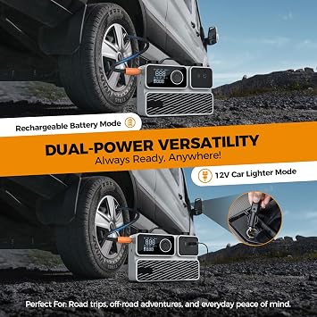 Tire Inflator Portable Air Compressor, Cordless Mini Air Pump for Car Tires