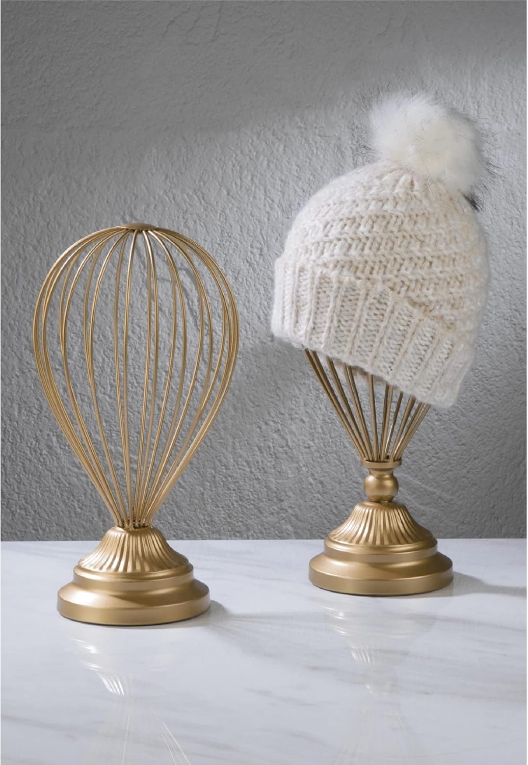 Unknown1 2 Piece Gold Balloon Wire Hat Stands Metal Finish Handmade