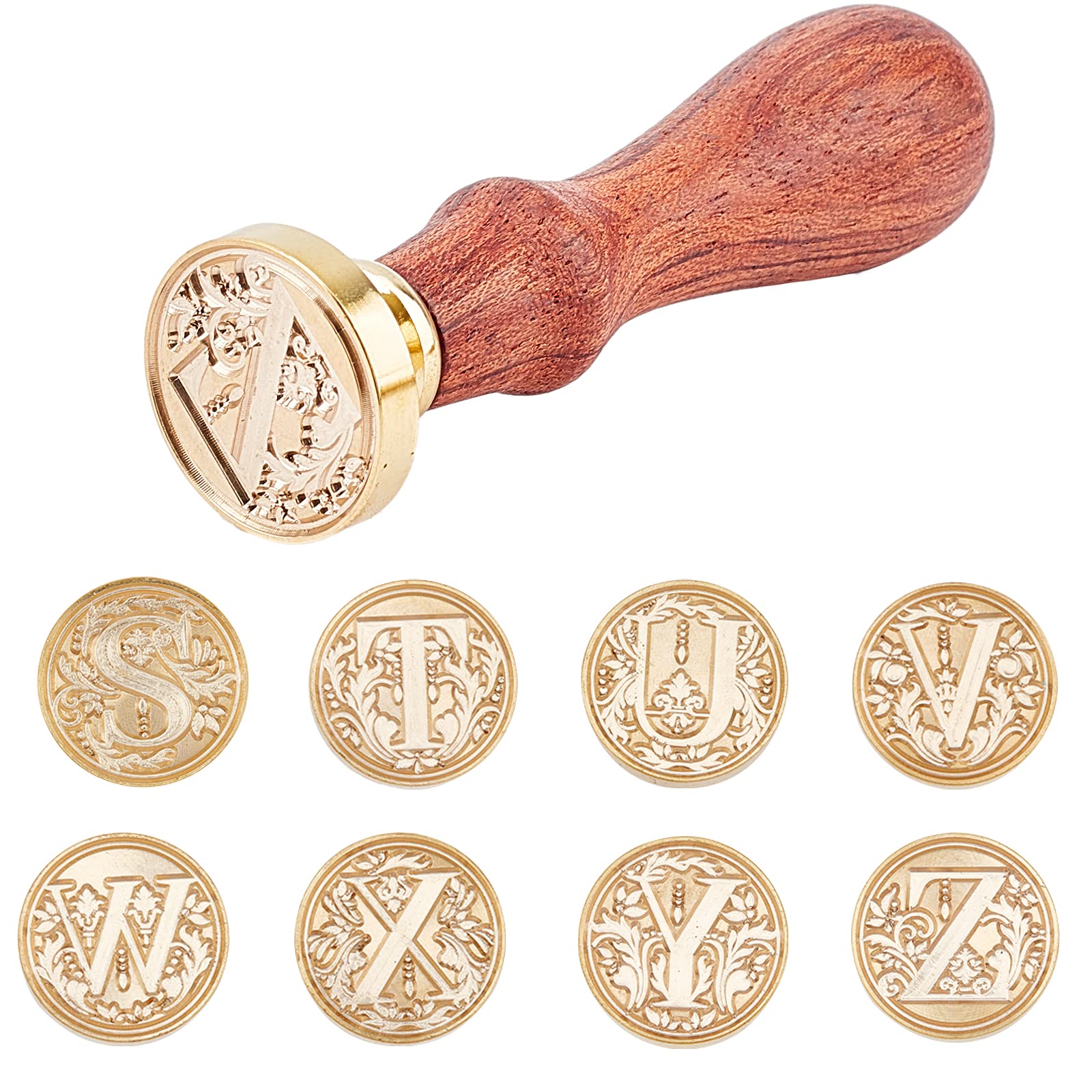 CRASPIRE Set di Timbri per Ceralacca con Iniziali Dell'Alfabeto, 26 Lettere AZ Sigillo di Cera Teste di Timbro con 2 Pezzi Manico in Legno per Inviti di Nozze Buste Carte Decorazione Regalo