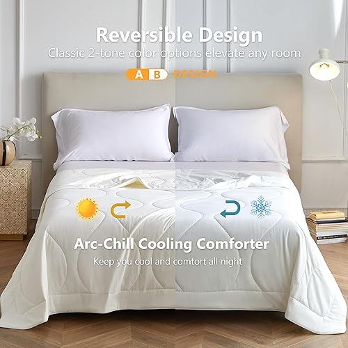Miniatura 5 de Simple&Opulence Edredón refrescante tamaño individual, manta de verano para dormir refrescante, relleno de edredón ligero suave de plumón para