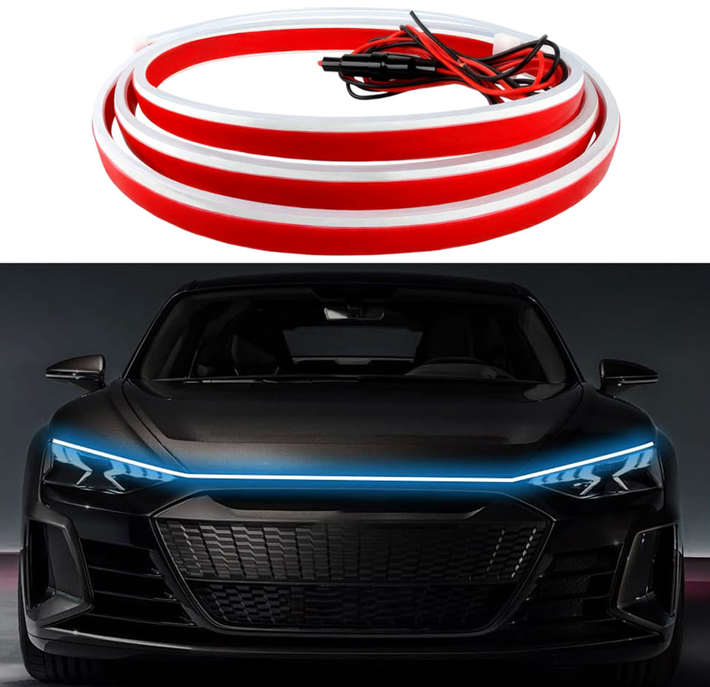 Alnicov Striscia LED Flessibile Per Cofano Auto 1.8 Metri - 12V Impermeabile Luce Di Marcia Diurna Universale