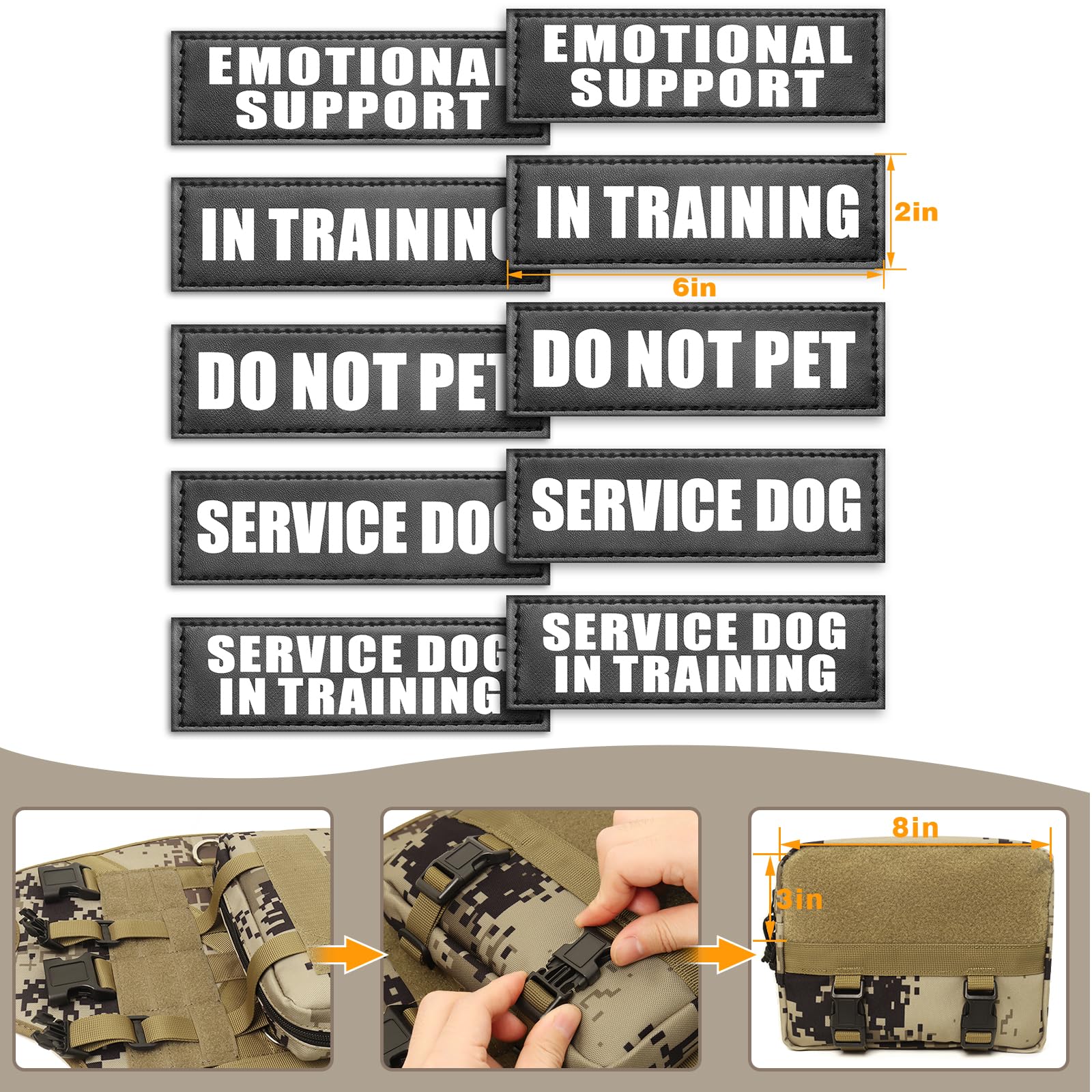 WINSEE Arnés táctico para Perro con Correa para Perro, Chaleco MOLLE de Trabajo de Servicio con 10 Parches para Mascotas, arnés Militar sin tirones y Mochila para Entrenamiento, Caza y Caminata