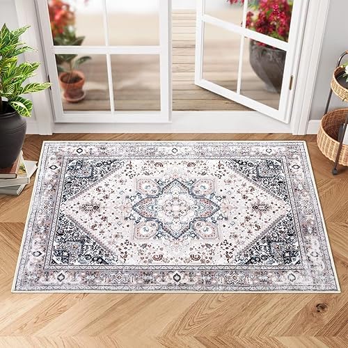 Fashionwu Alfombras lavables de 2 x 3 pies para cocina, dormitorio, entrada, lavandería, sala de estar, comedor, antideslizante, pelo bajo, ultra