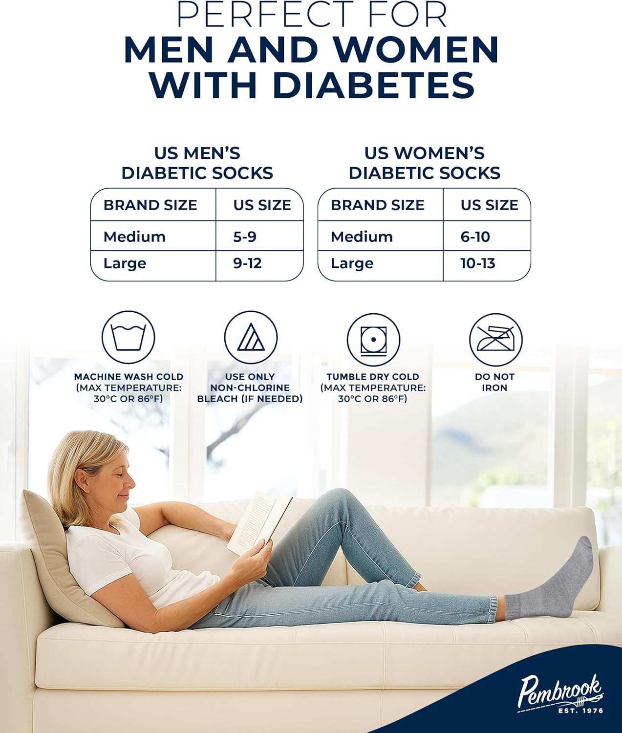 Pembrook Bamboo Viscose Diabetic Socks for Women & Men - 6 Pairs Ankle Socks for Swollen Feet | Neuropathy Socks - Image 6