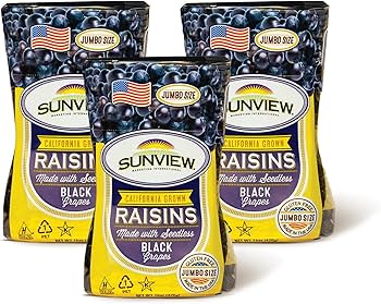 Amazon.com: Sunview Jumbo Black Raisins 3-15oz Canisters : Grocery Amazon.com: Sunview Jumbo Black Raisins 3-15oz Canisters : Grocery