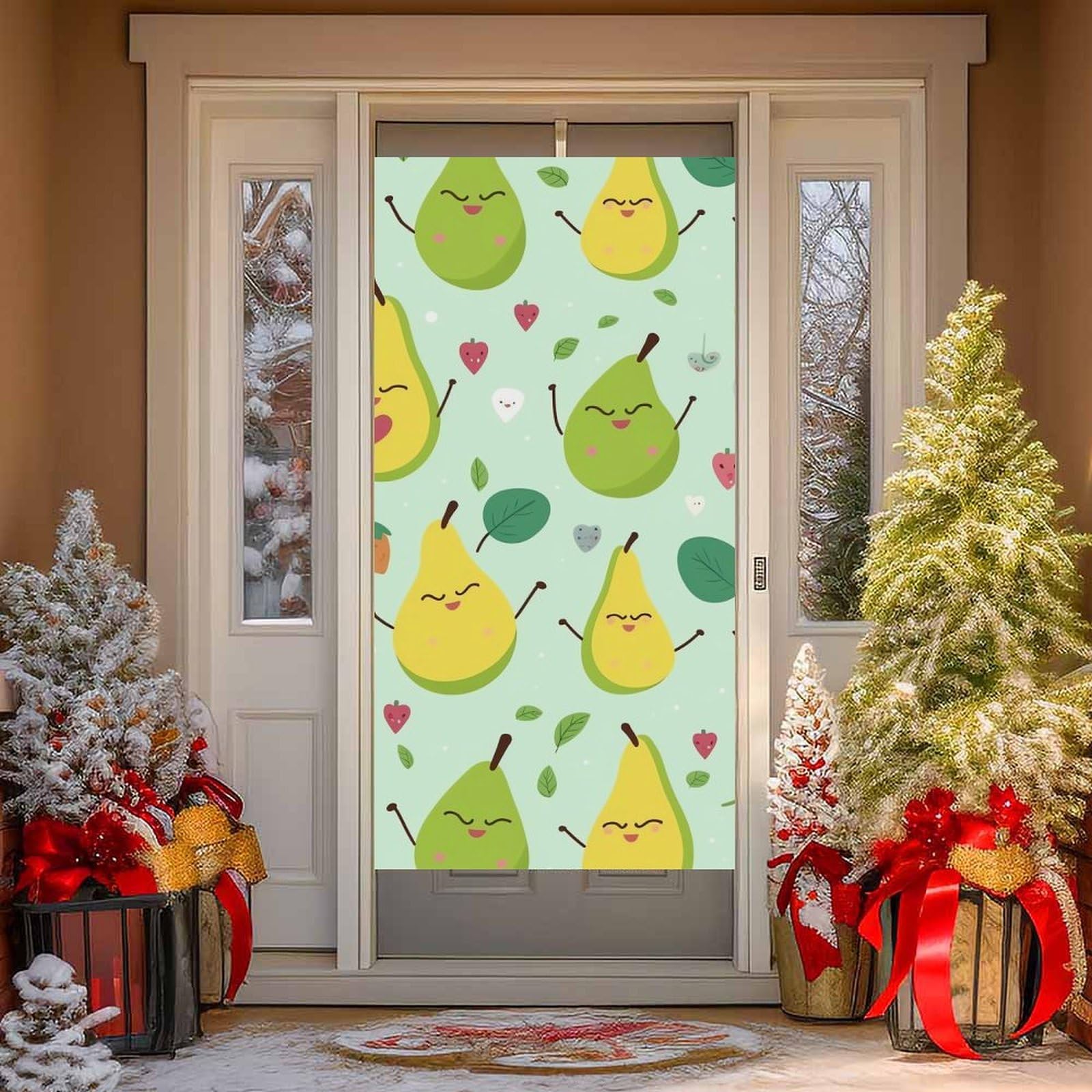 NTVOWPZO Cartoon Pears Door Curtains for Doorway Privacy Dividers Door Banner Blackout Curtains Fabric Door Window Curtain for Home Bedroom Kitchen Decor 35.4x70.9 in Decorative Banner