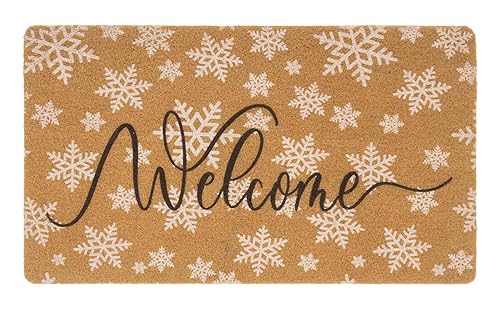 OVOY Winter-Snowflake-Welcome-Doormat (17x29) - Non-Slip Faux-Coir-Front-Door-Mat-Porch for Outdoor-Entrance-House-Decor Mat