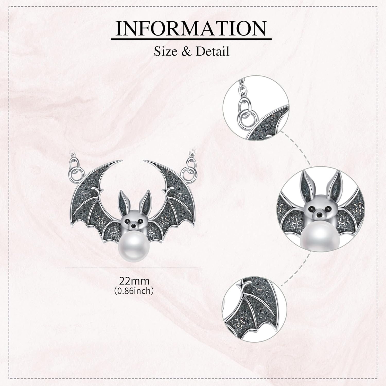 MONGAS Goth Necklace Sterling Silver Lotus/Ghost/Bat Necklace Halloween Gothic Jewelry for Women - Image 3